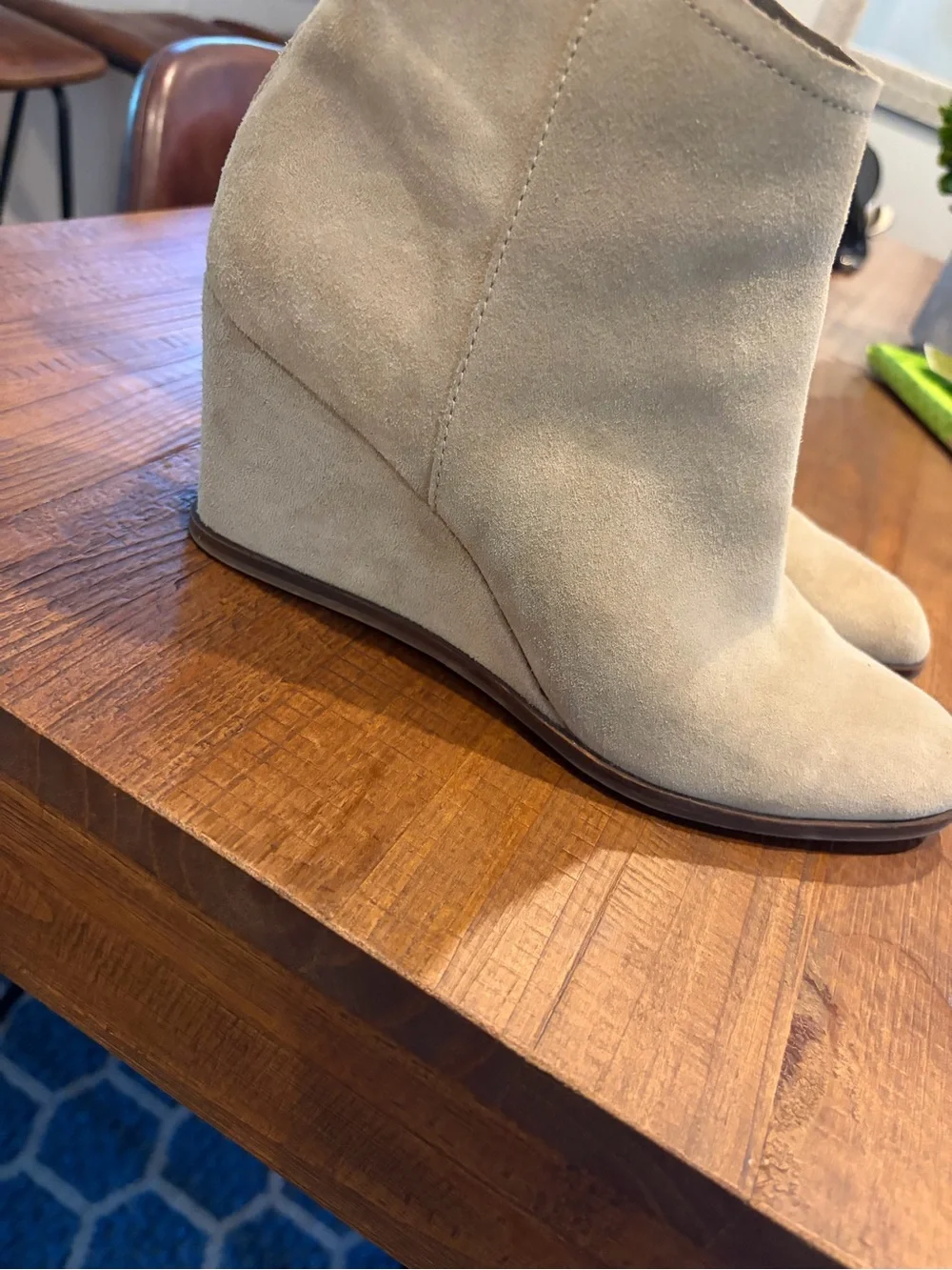 Dolce Vita Women's Suede Wedge Ankle Boots in Beige/Gray